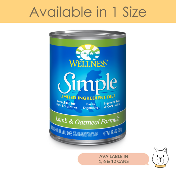 Wellness Simple Solutions Lamb & Oatmeal Wet Dog Food 12.5oz (345g)
