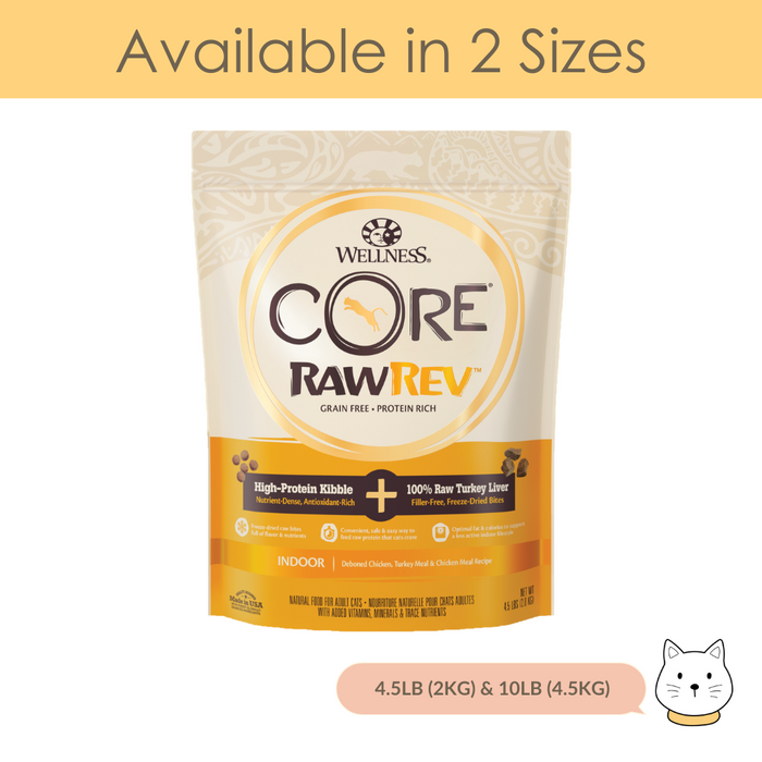 Wellness Core RawRev Indoor + 100% Raw Turkey Liver Dry Cat Food
