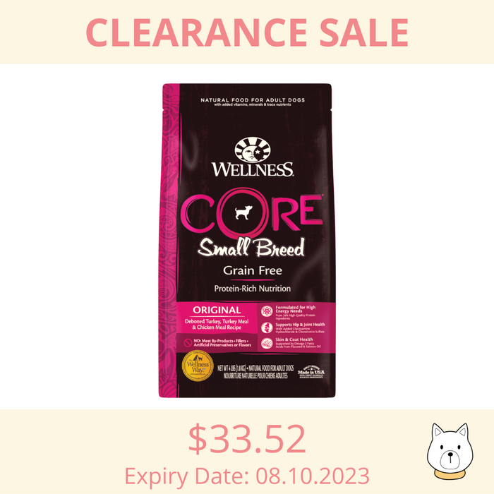 [CLEARANCE] Wellness Core Small Breed Grain Free Original Dry Dog Food 4lbs (1.8kg)