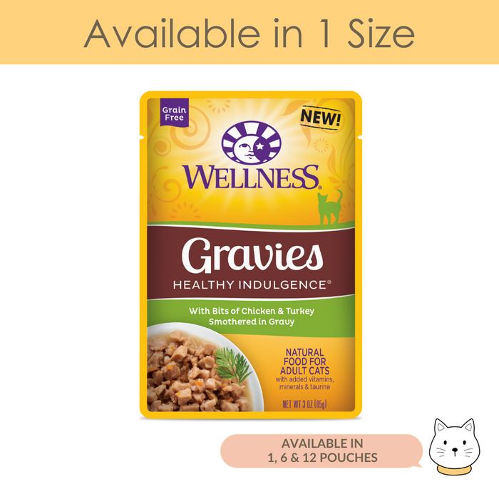 Wellness Healthy Indulgence Gravies Chicken & Turkey Wet Cat Food 3oz (85g)