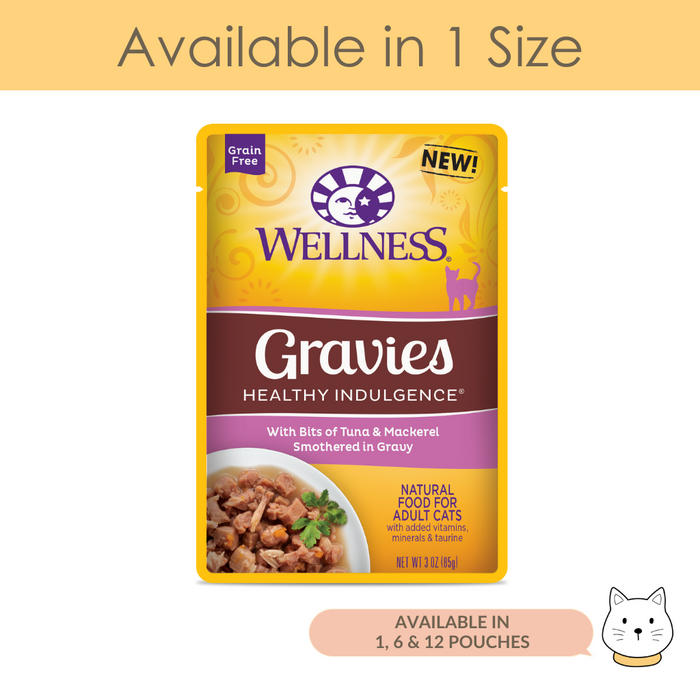 Wellness Healthy Indulgence Gravies Tuna & Mackerel Wet Cat Food 3oz (85g)
