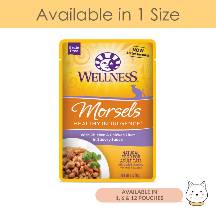 Wellness Healthy Indulgence Morsels Chicken & Chicken Liver Wet Cat Food 3oz (85g)