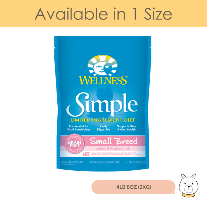 Wellness Simple Solutions Grain Free Small Breed Salmon & Potato Dry Dog Food 4lbs 8oz (2.0kg)