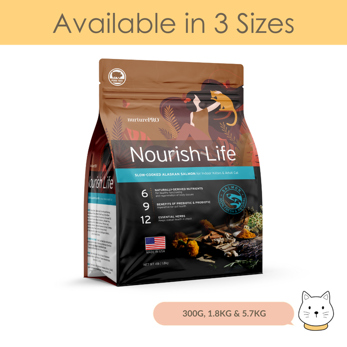 Nurture Pro Nourish Life Slow-Cooked Salmon Dry Cat Food for Indoor Kitten & Adult Cat