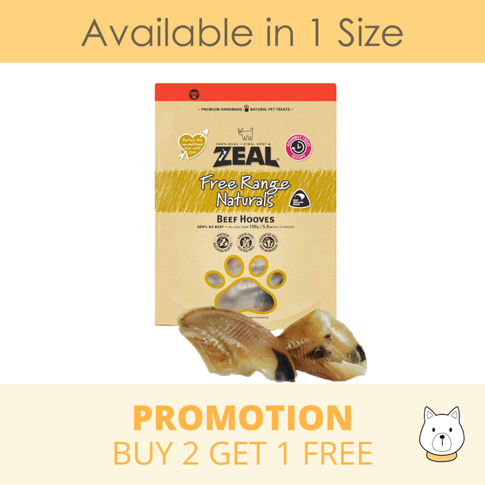 Zeal Dried Beef Hooves Dog Treats 150g