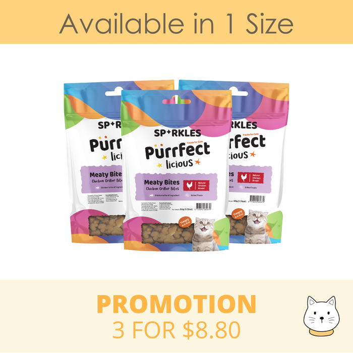 Sparkles Purrfectlicious Meaty Bites Chicken Griller Bites Cat Treat 50g