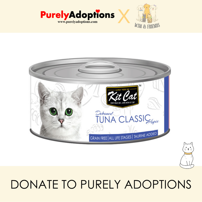 [DONATE] Kit Cat Deboned Tuna Classic Aspic Wet Cat Food 80g x 24 cans (1 Carton)