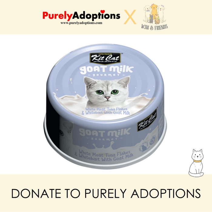 [DONATE] Kit Cat White Meat Tuna Flakes & Whitebait w Goat Milk Wet Cat Food 70g x 24 cans (1 Carton)