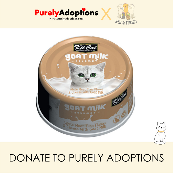 [DONATE] Kit Cat White Meat Tuna Flakes & Cheese w Goat Milk Wet Cat Food 70g x 24 cans (1 Carton)