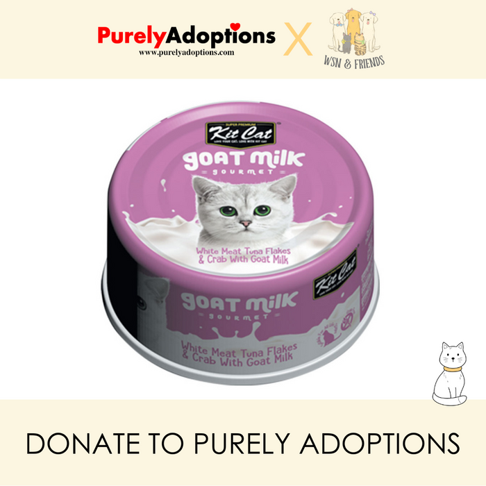 [DONATE] Kit Cat White Meat Tuna Flakes & Crab w Goat Milk Wet Cat Food 70g x 24 cans (1 Carton)