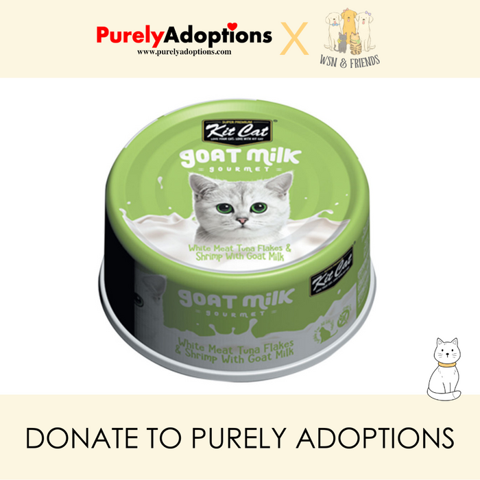 [DONATE] Kit Cat White Meat Tuna Flakes & Shrimp w Goat Milk Wet Cat Food 70g x 24 cans (1 Carton)