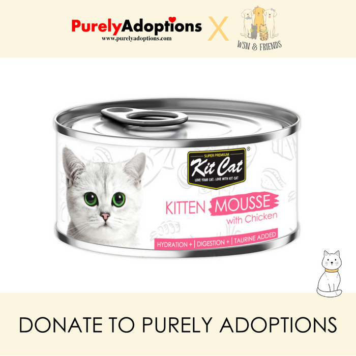 [DONATE] Kit Cat Kitten Chicken Mousse Wet Cat Food 80g x 24 cans (1 Carton)