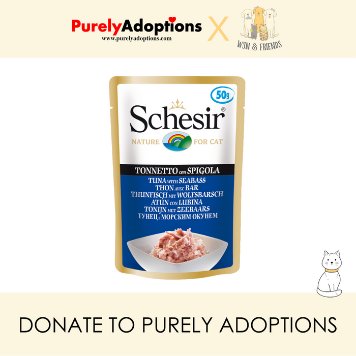 [DONATE] Schesir Tuna with Seabass Pouch Wet Cat Food 50g x 30 Pouches (1 Carton)