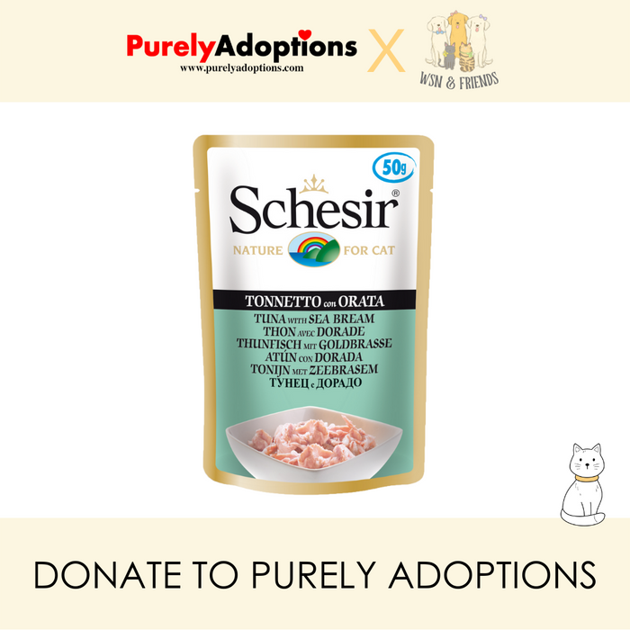 [DONATE] Schesir Tuna with Seabream Pouch Wet Cat Food 50g x 30 Pouches (1 Carton)