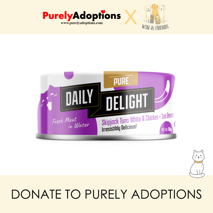 [DONATE] Daily Delight Pure Skipjack Tuna White & Chicken with Sea Bream Wet Cat Food 80g x 24 cans (1 Carton)