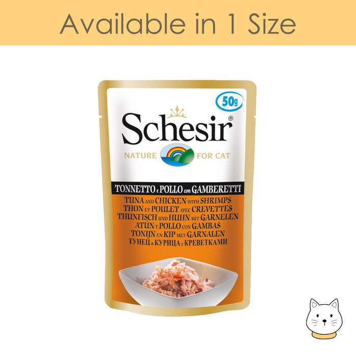 Schesir Tuna & Chicken with Shrimps Pouch Wet Cat Food 50g