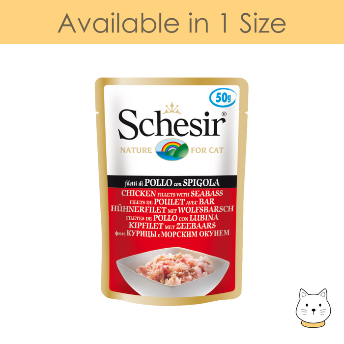 Schesir Chicken Fillets with Seabass Pouch Wet Cat Food 50g
