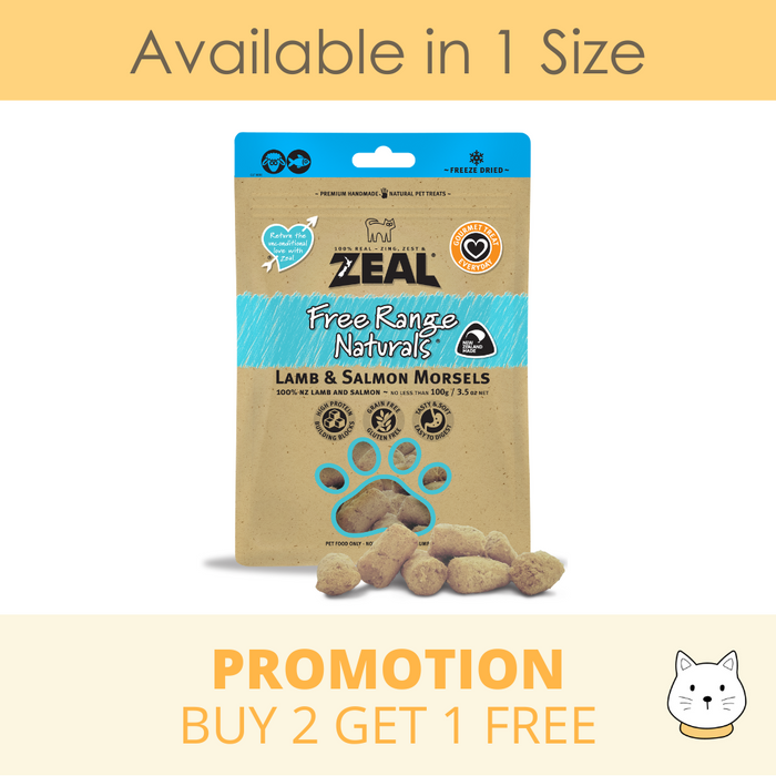 Zeal Lamb & Salmon Morsels Freeze-Dried Cat Pouch 100g