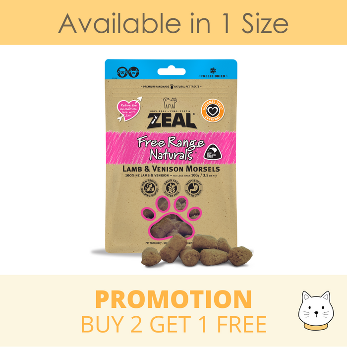 Zeal Lamb & Venison Morsels Freeze-Dried Cat Pouch 100g